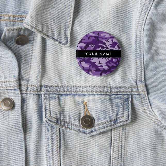 Badge Rond 5 Cm Camouflage violet Votre nom Personnalisez (En situation)
