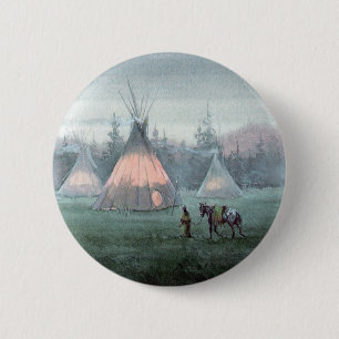 Badge Rond 5 Cm CAMP BRUMEUX de TIPI par SHARON SHARPE