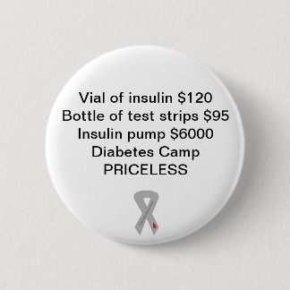 Badge Rond 5 Cm Camp de diabète = inestimable