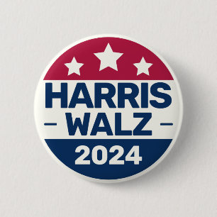 Badge Rond 5 Cm Campagne Kamala Harris Tim Walz 2024 Président