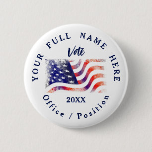 Badge Rond 5 Cm Campagne personnalisée du drapeau des États-Unis