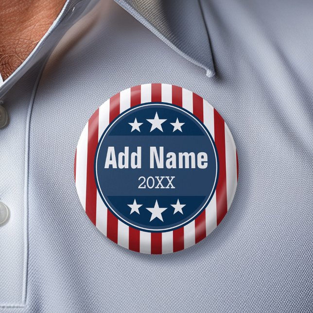 Badge Rond 5 Cm Campagne politique - Étoiles et rayures patriotiqu (Custom Campaign Gear -- Create your own election swag for any candidate)