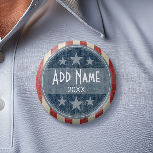 Badge Rond 5 Cm Campagne politique - stars et rayures vintages
