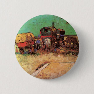 Badge Rond 5 Cm Campement des gitans avec des caravanes par Van