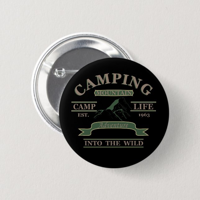 Badge Rond 5 Cm Camping aventure vie de camping (Devant & derrière)