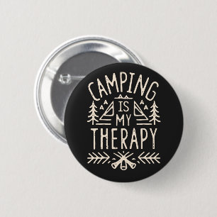 Badge Rond 5 Cm Camping est ma thérapie drôle camper