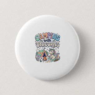 Badge Rond 5 Cm Camping licorne avec autocollant Kawaii licorne et