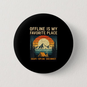 Badge Rond 5 Cm Camping vintage campeur montagne échappée randonné