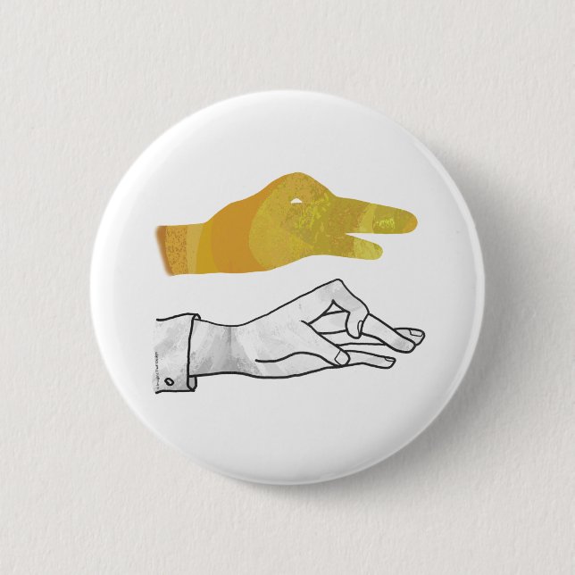 Badge Rond 5 Cm Canard à silhouette à main jaune (Devant)