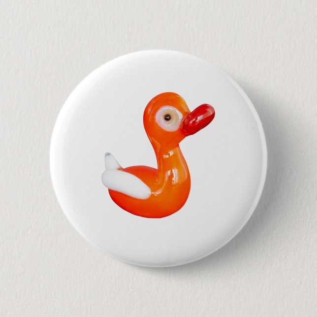 Badge Rond 5 Cm Canard baby shower orange (Devant)