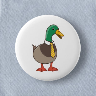 Badge Rond 5 Cm Canard colvert de dessin animé mignon avec une cra
