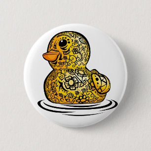 Badge Rond 5 Cm Canard en caoutchouc tatoué