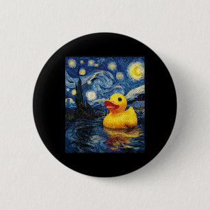 Badge Rond 5 Cm Canard en caoutchouc Van Gogh Style Starry Night