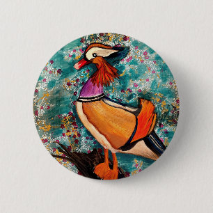 Badge Rond 5 Cm Canard mandarin coloré