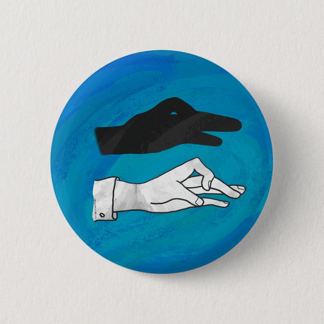 Badge Rond 5 Cm Canard noir sur bleu (Devant)