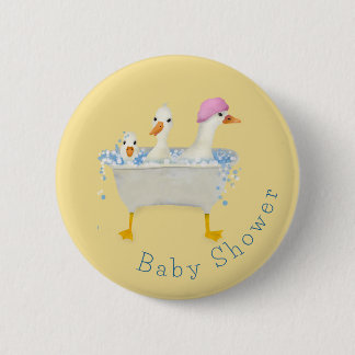 Badge Rond 5 Cm Canards aquarellisés fantaisistes dans la baignoir