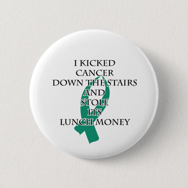 Badge Rond 5 Cm Cancer Bully (ruban Turquoise) (Devant)