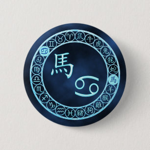 Badge Rond 5 Cm Cancer/Cheval