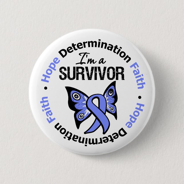 Badge Rond 5 Cm Cancer de l'estomac Survivant Espère Détermination (Devant)