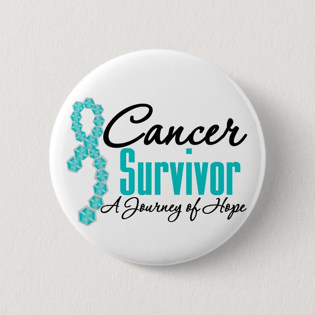 Badge Rond 5 Cm Cancer de l'ovaire Sensibilisation des survivants  (Devant)