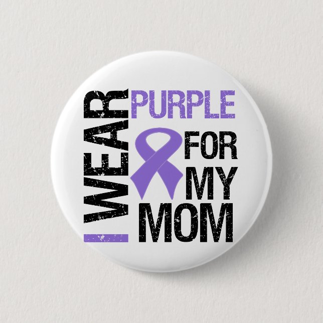 Badge Rond 5 Cm Cancer du pancréas Ruban pourpre (maman) (Devant)