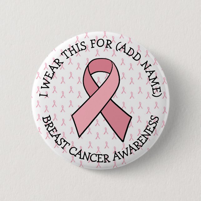 Badge Rond 5 Cm Cancer du sein rose personnalisé (Devant)