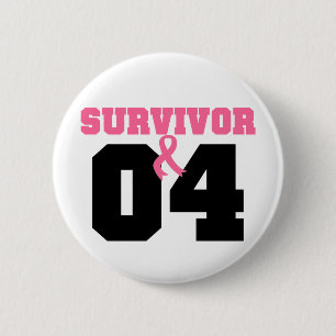 Badge Rond 5 Cm Cancer du sein Survivant 4 ans