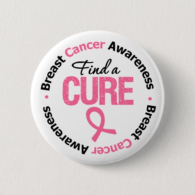 Badge Rond 5 Cm Cancer du sein Trouver un remède (Devant)