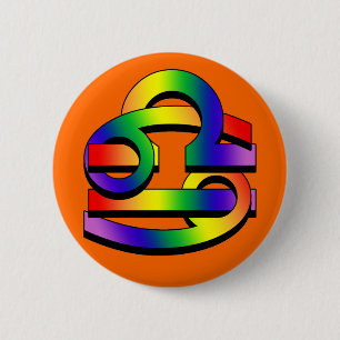 Badge Rond 5 Cm Cancer et Balance GLBT