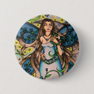 Badge Rond 5 Cm Cancer LuneEnfant Fée déesse