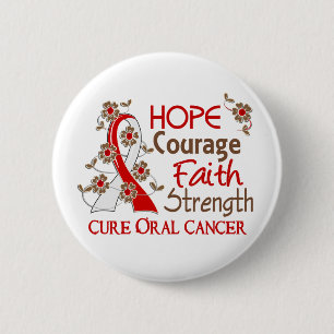 Badge Rond 5 Cm Cancer oral de la force 3 de foi de courage
