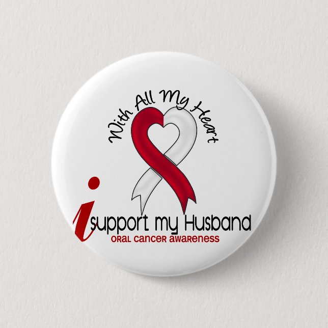 Badge Rond 5 Cm CANCER ORAL je soutiens mon mari (Devant)