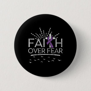 Badge Rond 5 Cm Cancer pancréatique foi sur la peur Ruban pourpre