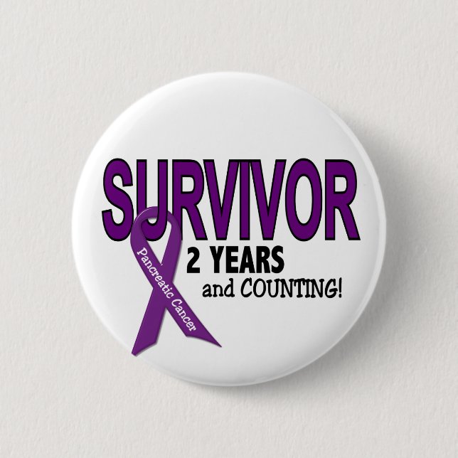 Badge Rond 5 Cm Cancer pancréatique SURVIVANT de 2 ANS (Devant)