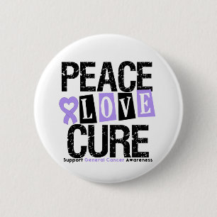 Badge Rond 5 Cm Cancer Peace Love Cure