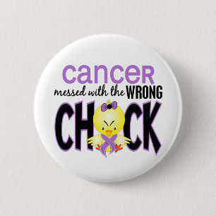Badge Rond 5 Cm Cancer sali avec le poussin faux