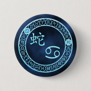 Badge Rond 5 Cm Cancer/serpent