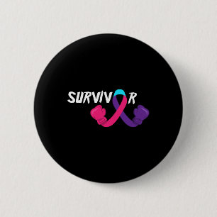 Badge Rond 5 Cm Cancer Survivant Soutien Thyroïde Cancer Sensibili