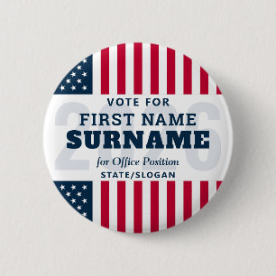 Badge Rond 5 Cm Candidat à la campagne électorale de 2026 Nom
