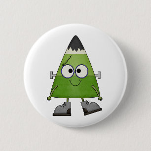 Badge Rond 5 Cm Candy Corn Frankenstein Halloween