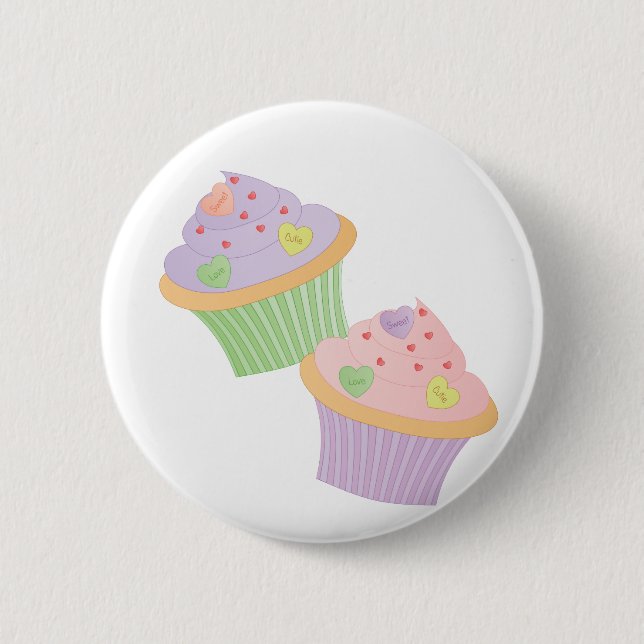 Badge Rond 5 Cm Candy Hearts Cupcakes (Devant)