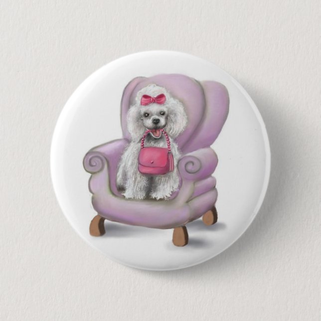 Badge Rond 5 Cm Caniche français (Devant)