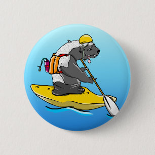Badge Rond 5 Cm Canoë-kayak sur une rivière