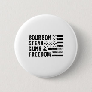 Badge Rond 5 Cm Canons À Steak Bourbon Et Liberté Usa Drapeau Whis