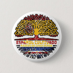 Badge Rond 5 Cm Cap-Vert Espagne Racines de l'arbre Drapeau Espagn