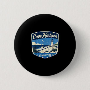 Badge Rond 5 Cm Cape Henlopen Delaware phare plage océan