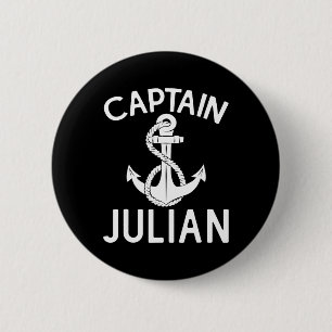 Badge Rond 5 Cm Capitaine Julian Yacht Bateau Navire Ancre 