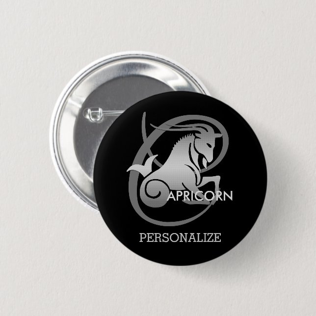 Badge Rond 5 Cm Capricorne - Bouton du signe zodiaque (Devant & derrière)