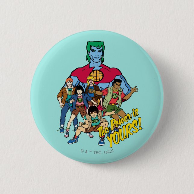 Badge Rond 5 Cm Captain Planet Group Graphic - La Puissance Est À  (Devant)