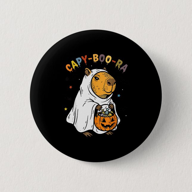 Badge Rond 5 Cm Capy-boo-ra Cappy Halloween Funny Capybara Costume (Devant)
